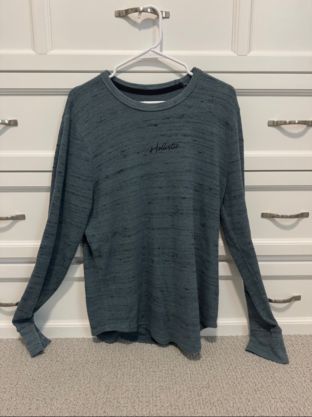 Hollister Muted Teal Waffle Knit Long Sleeve